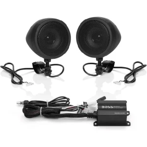 3 Motorcycle Speakers & 2-Channel Amplifier Kit - Bluetooth, Weather-Resistant, Volume Control, ATV/UTV Ready