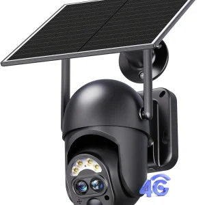4G LTE Dual Lens Cellular Security Camera, 12X Hybrid Zoom No WiFi Needed Outdoor Camera, Off Grid Solar Powered Cam, 2K Color N