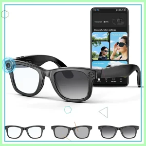 AI Smart Glasses 4K HD Camera BT Call 800W Anti-Shake Video Recording Dual Mic Object Recognition 270mAh Photochromic
